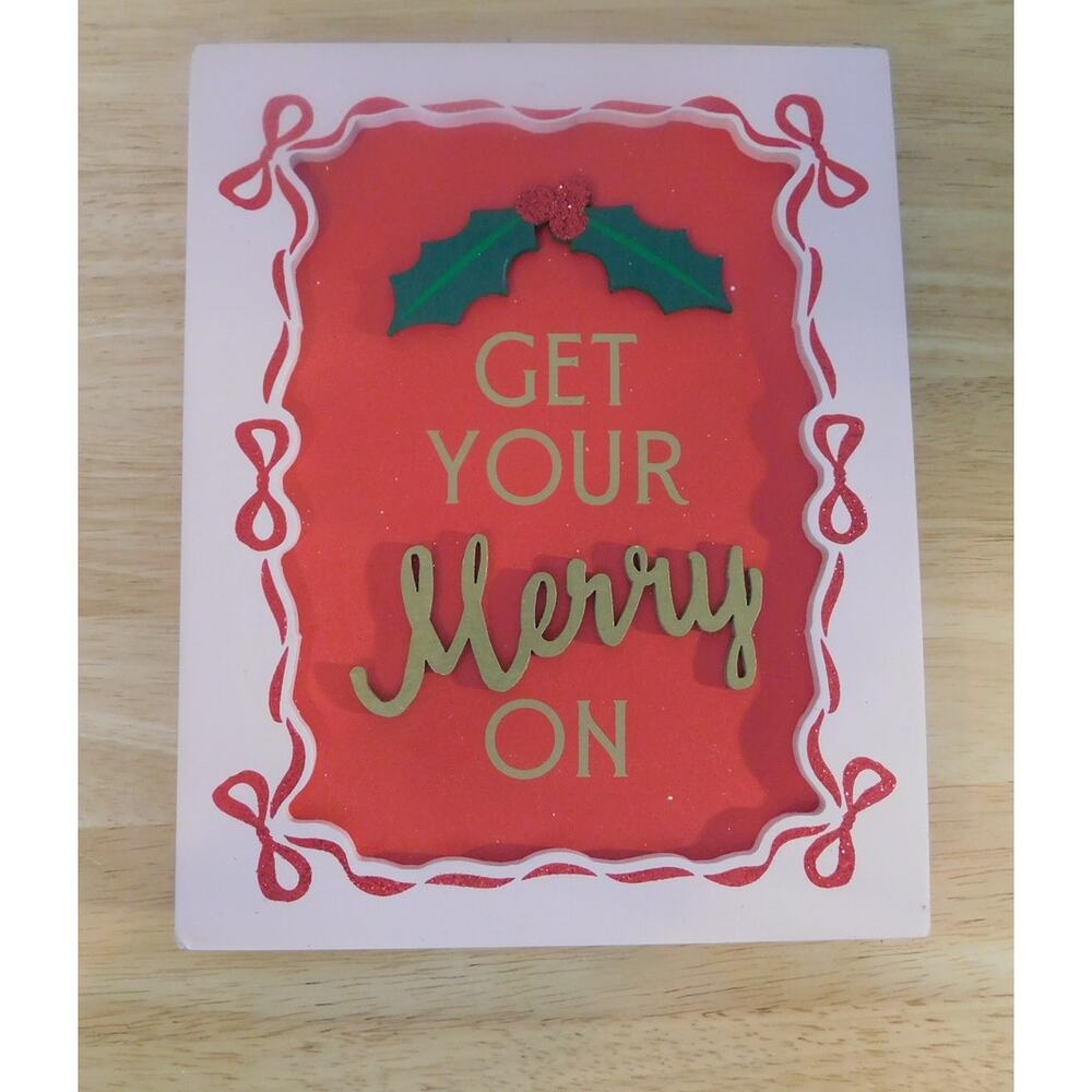 Christmas Shadow Box Sign "Get Your Merry On"  Ashland Berry Jolly New